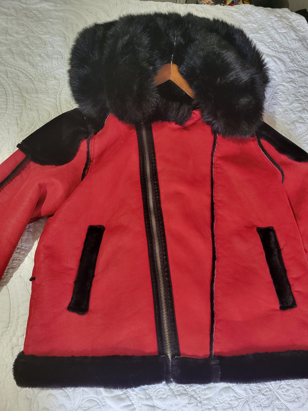 JORDAN CRAIG  Red Hoodie MOTO JACKET UNISEX FUR BRED WARM Y2K RETRO ZIP 2XL